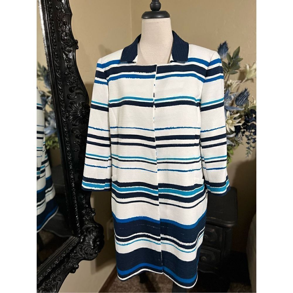 Alex Marie Long Sleeve Striped Trench Jacket Blazer Size Large